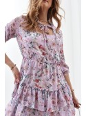 Chiffon dress with a floral print, lavender 02108 - Online store - Boutique